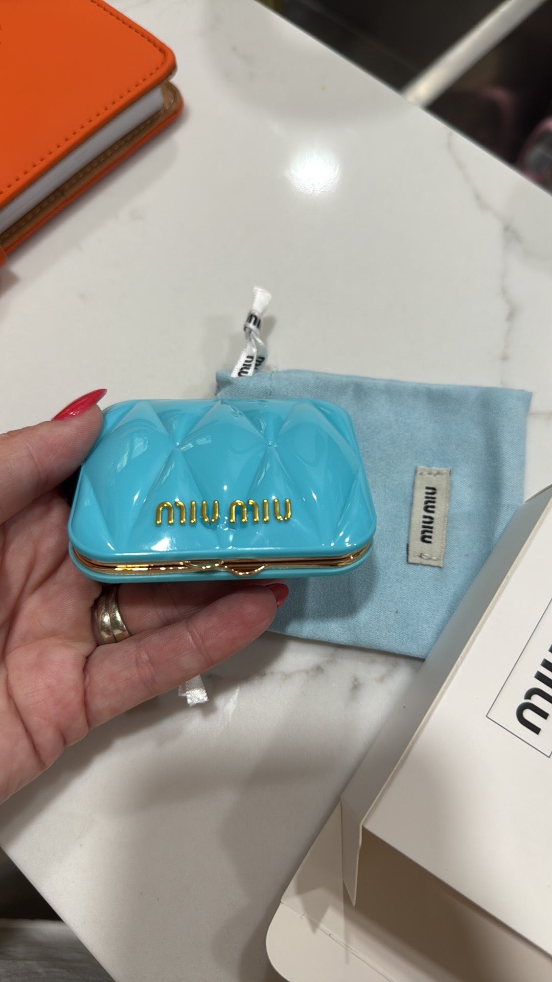 MIU MIU Blue Quilted Compact Mirror, Authentic GWP, Rare