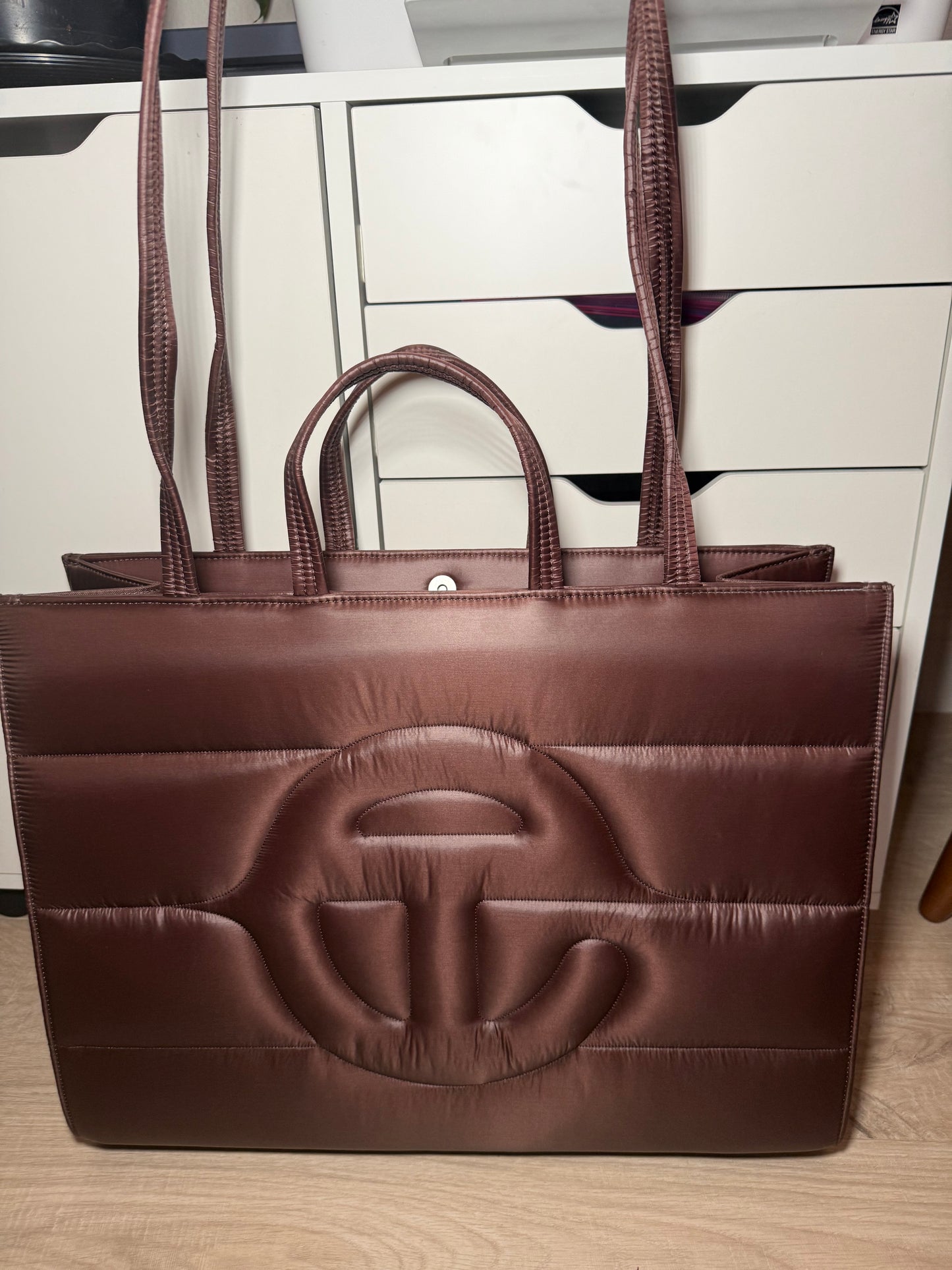 Authentic Telfar Large Puff Shopper – Chocolate
