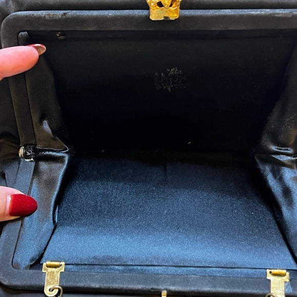 Vintage "After Five" Black Satin Bag