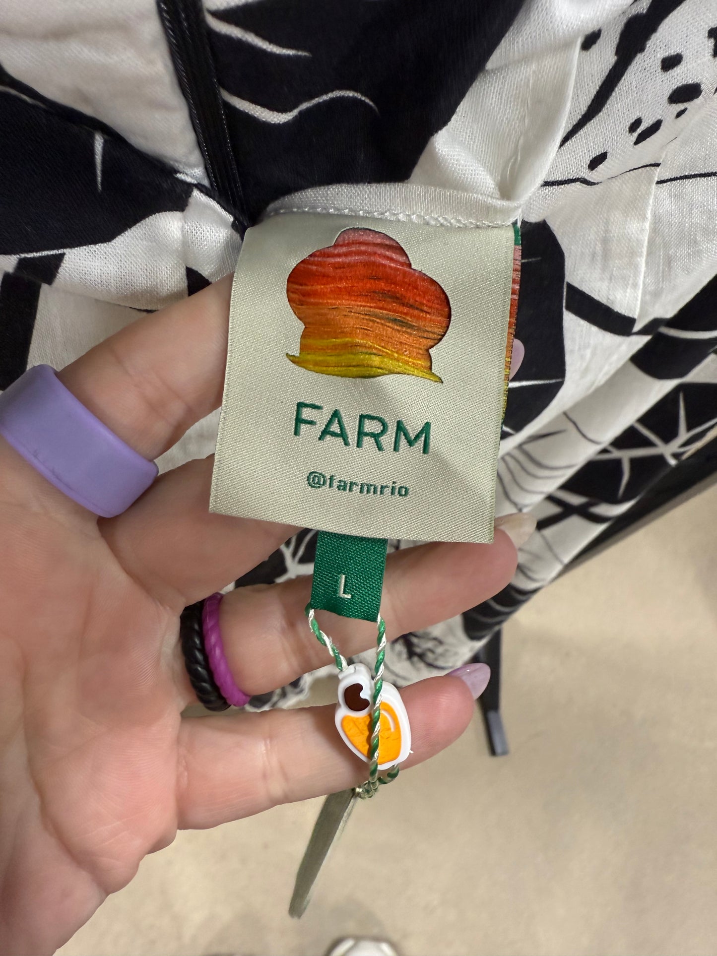 FARM Rio Graphic Leaves Jumpsuit – Off-White, Linen Blend Sz L
