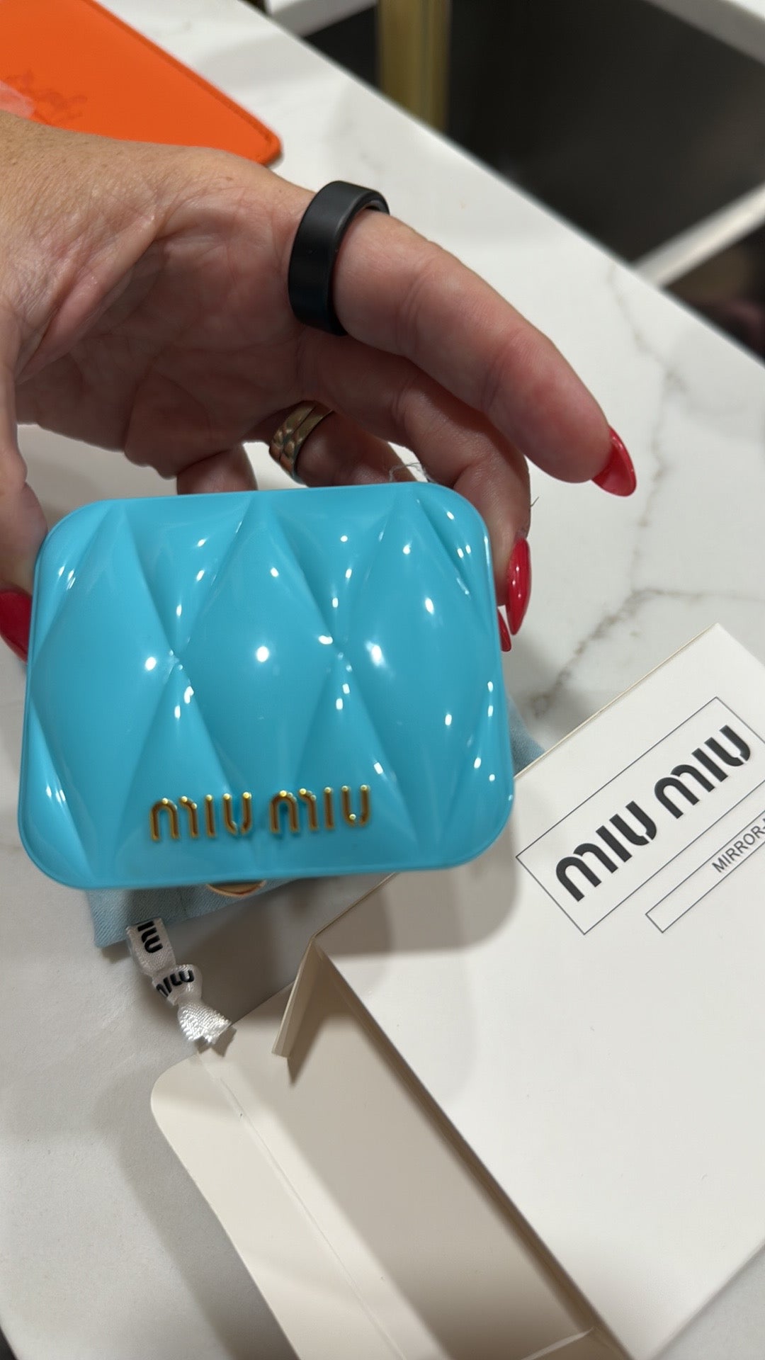 MIU MIU Blue Quilted Compact Mirror, Authentic GWP, Rare