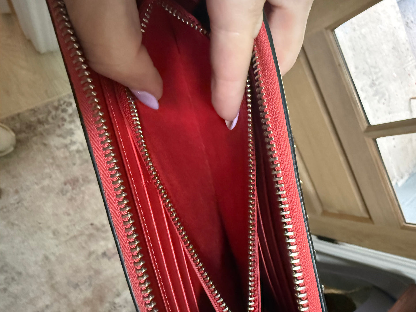 Authentic Christian  Louboutin Calfskin Empire Panettone Spiked Zip Around Wallet