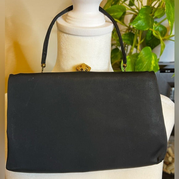 Vintage "After Five" Black Satin Bag