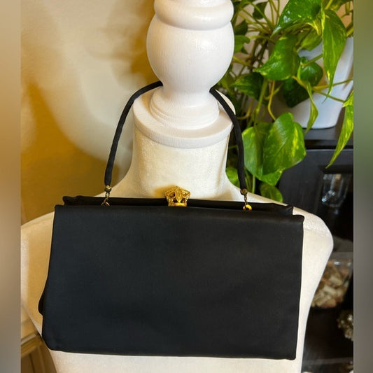 Vintage "After Five" Black Satin Bag