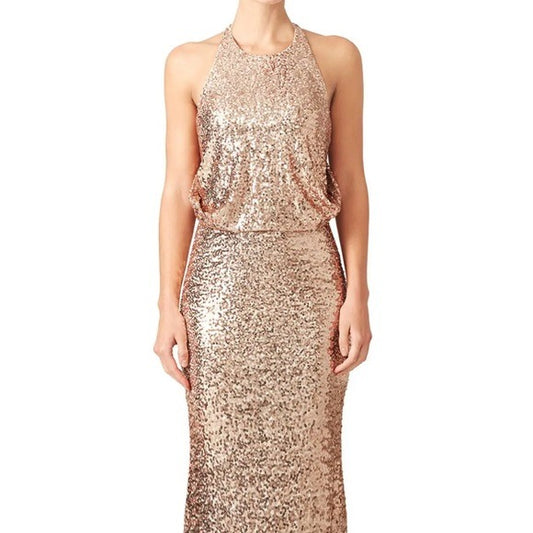 Rose gold sequin 2 piece prom or homecoming gown - Belle Badgley Mischka Size 4 & 6